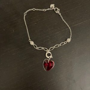 swarovski  bracelet with detachable red heart stone.